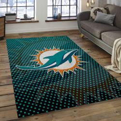 NFL Miami Dolphins  Football Team Logo Rectangle Area Rug MMD13