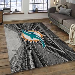 NFL Miami Dolphins Football Team Logo Rectangle Area Rug MMD15