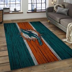 NFL Miami Dolphins  Football Team Logo Rectangle Area Rug MMD16