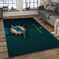 NFL Miami Dolphins Football Team Logo Rectangle Area Rug MMD18