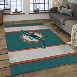NFL Miami Dolphins Football Team Logo Rectangle Area Rug MMD22