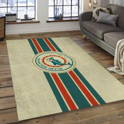 NFL Miami Dolphins Football Team Logo Rectangle Area Rug MMD26