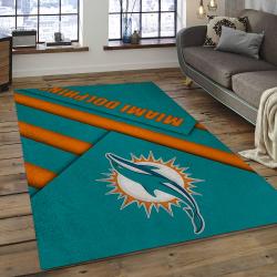 NFL Miami Dolphins Football Team Logo Rectangle Area Rug MMD27