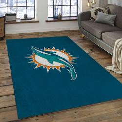 NFL Miami Dolphins Football Team Logo Rectangle Area Rug MMD28