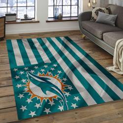 NFL Miami Dolphins Football Team Logo Rectangle Area Rug MMD35