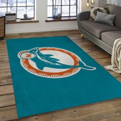 NFL Miami Dolphins Football Team Logo Rectangle Area Rug MMD37