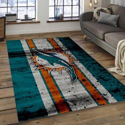 NFL Miami Dolphins Football Team Logo Rectangle Area Rug MMD38