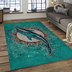 NFL Miami Dolphins Football Team Logo Rectangle Area Rug MMD41