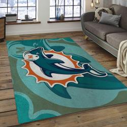 NFL Miami Dolphins Football Team Logo Rectangle Area Rug MMD42