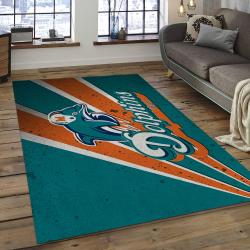 NFL Miami Dolphins Football Team Logo Rectangle Area Rug MMD46