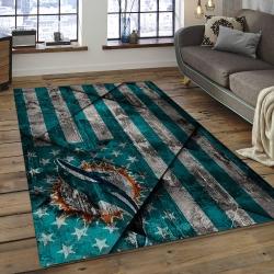 NFL Miami Dolphins Football Team Logo Rectangle Area Rug MMD47