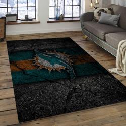 NFL Miami Dolphins Football Team Logo Rectangle Area Rug MMD48