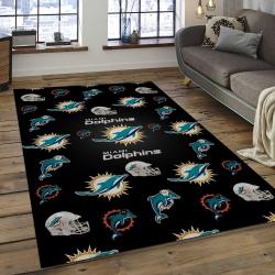 NFL Miami Dolphins Football Team Logo Rectangle Area Rug MMD50