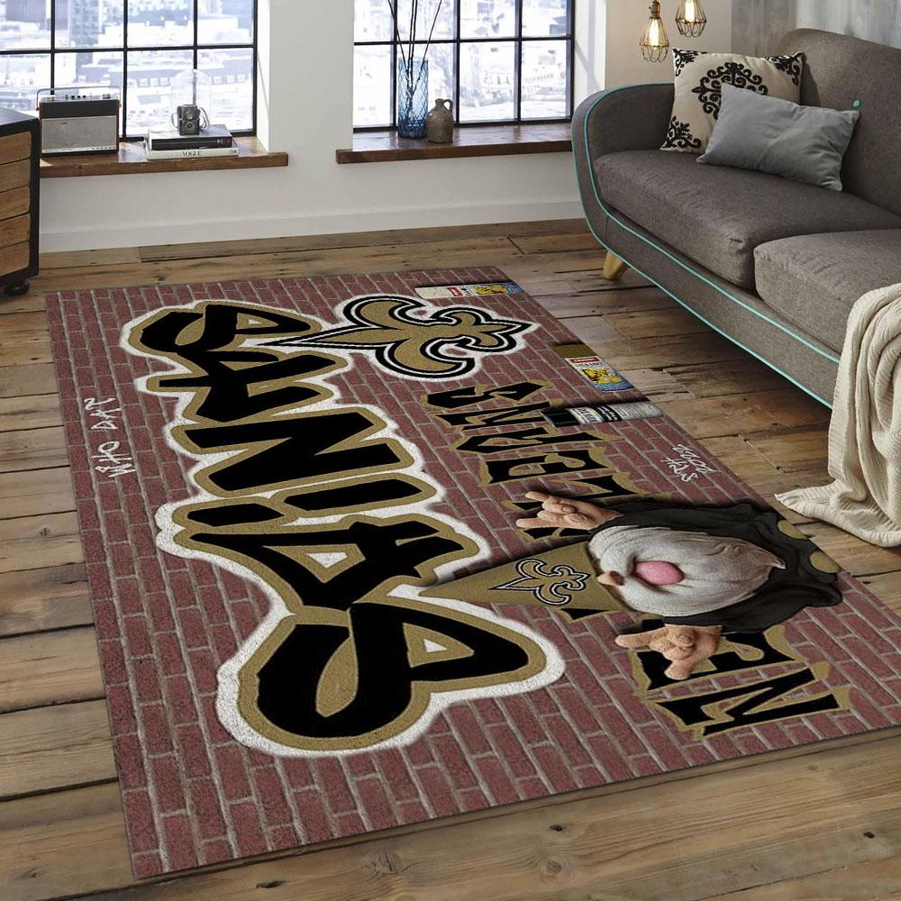 NFL New Orleans Saints Football Team Logo Rectangle Area Rug NOS33