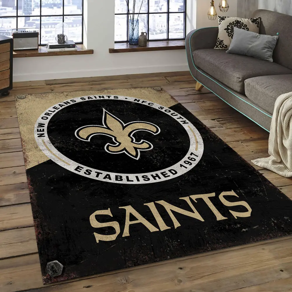 NFL New Orleans Saints Football Team Logo Rectangle Area Rug NOS45