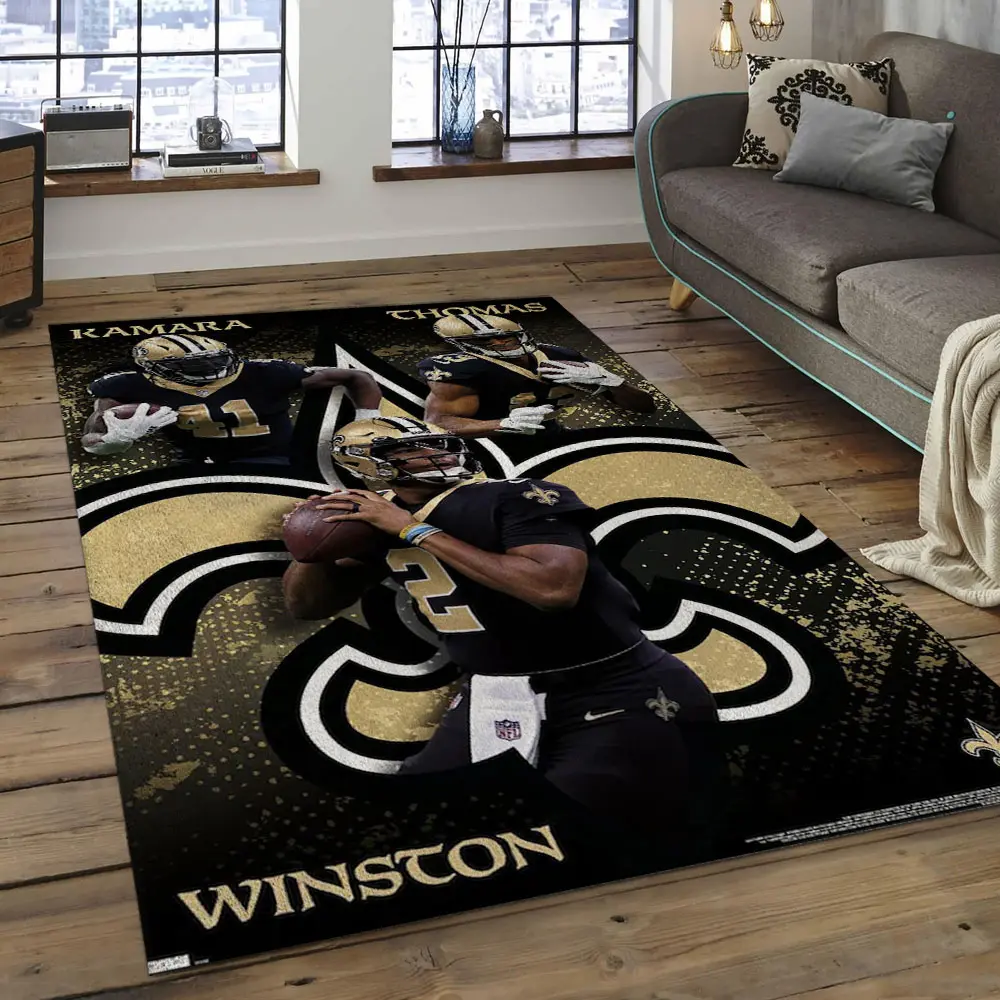 NFL New Orleans Saints Football Team Logo Rectangle Area Rug NOS48