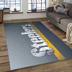 NFL Pittsburgh Steelers Silver Football Team Logo Area Rug PSF20