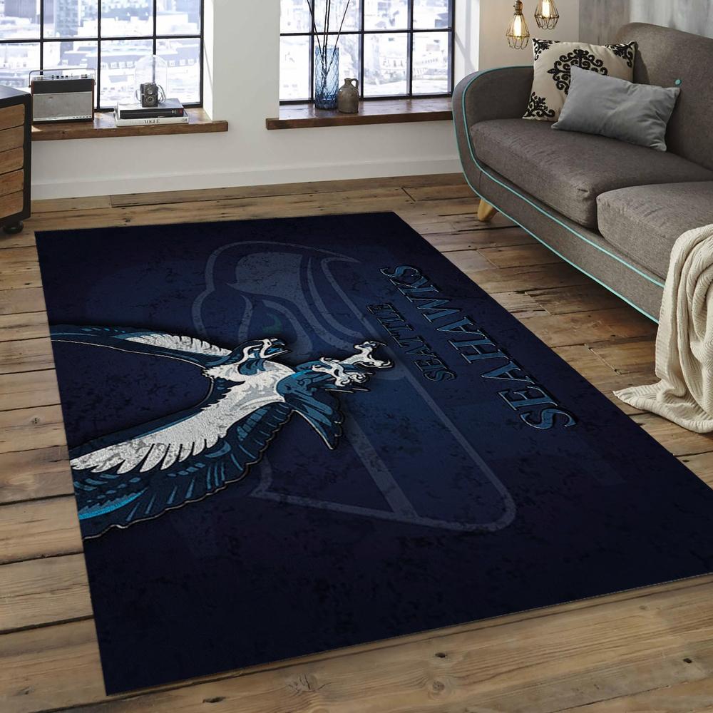 NFL Seattle Seahawks Football Team Logo Rectangle Area Rug SS12