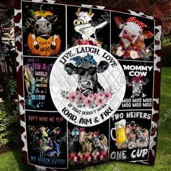 3D Blanket Cow Nvh-Qdt040  Quilt and Home Decor