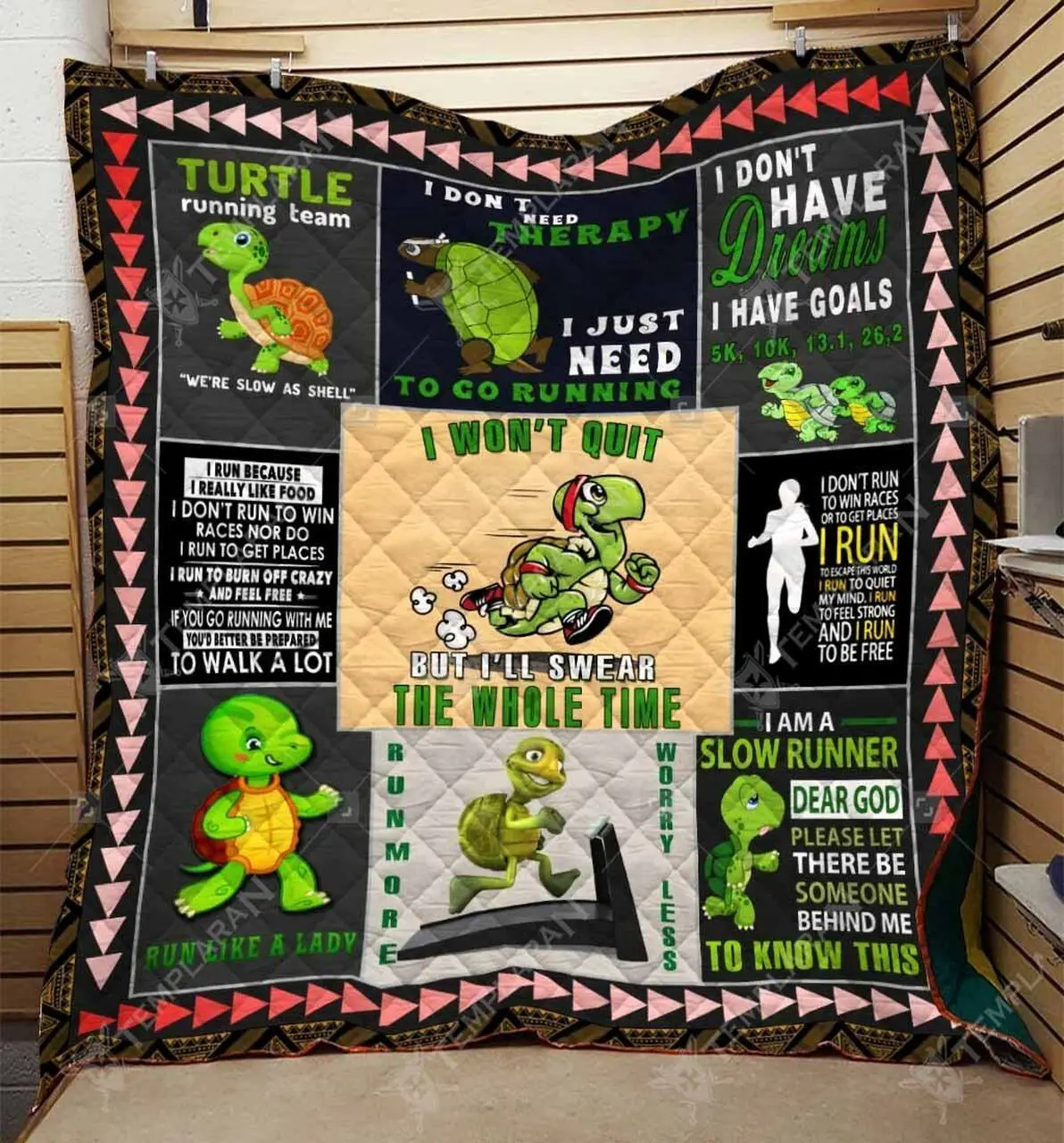 3D Blanket Nvh-Qdt0035 Running Quilt and Home Decor