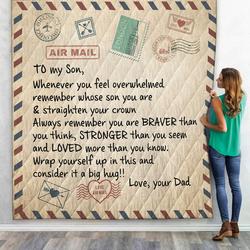 3D Letter To Son From Dad Custom Quilt and Home Decor