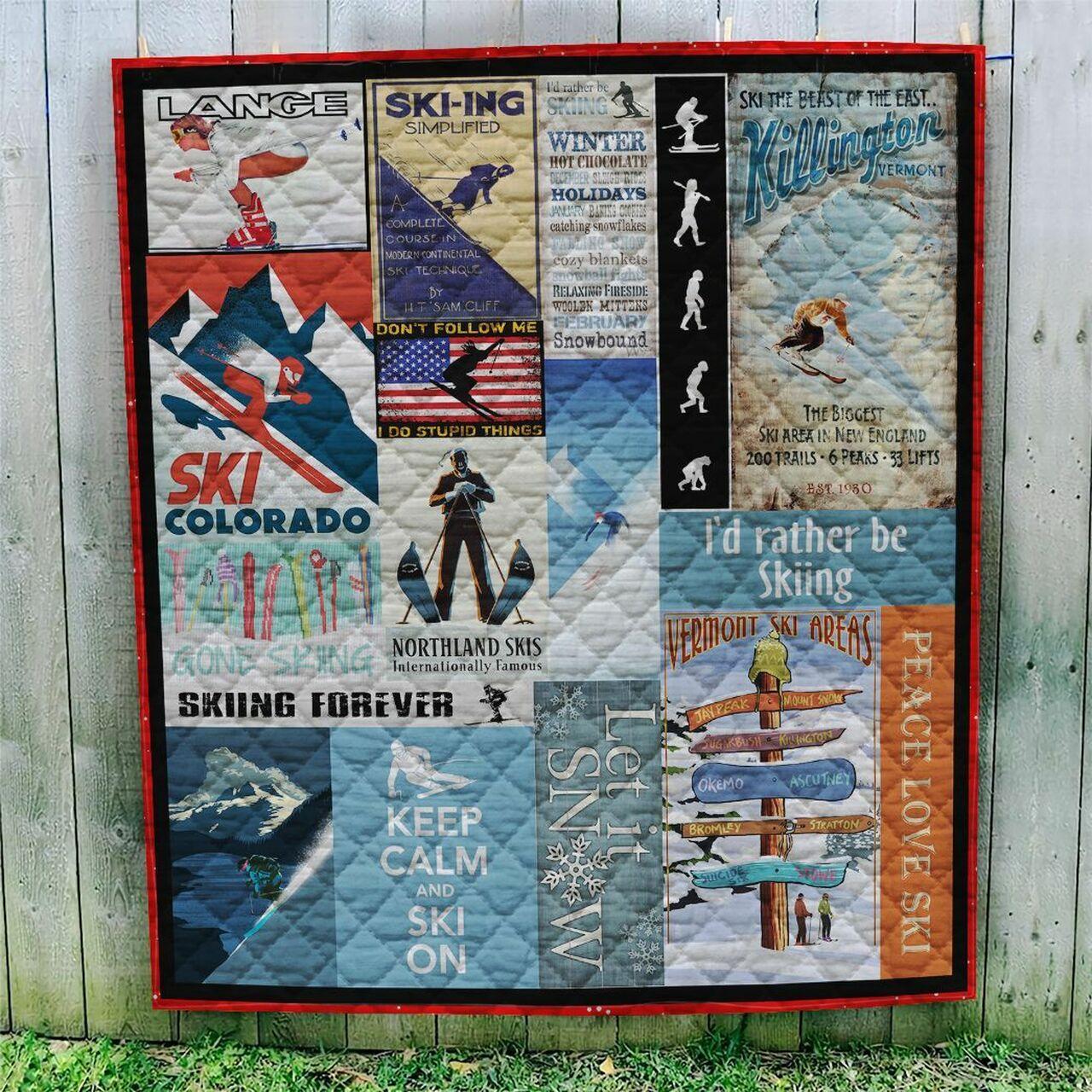 3D Love Ski Forever Custom Quilt and Home Decor