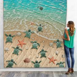 3D Sea Turtle Custom Quilt and Home Decor