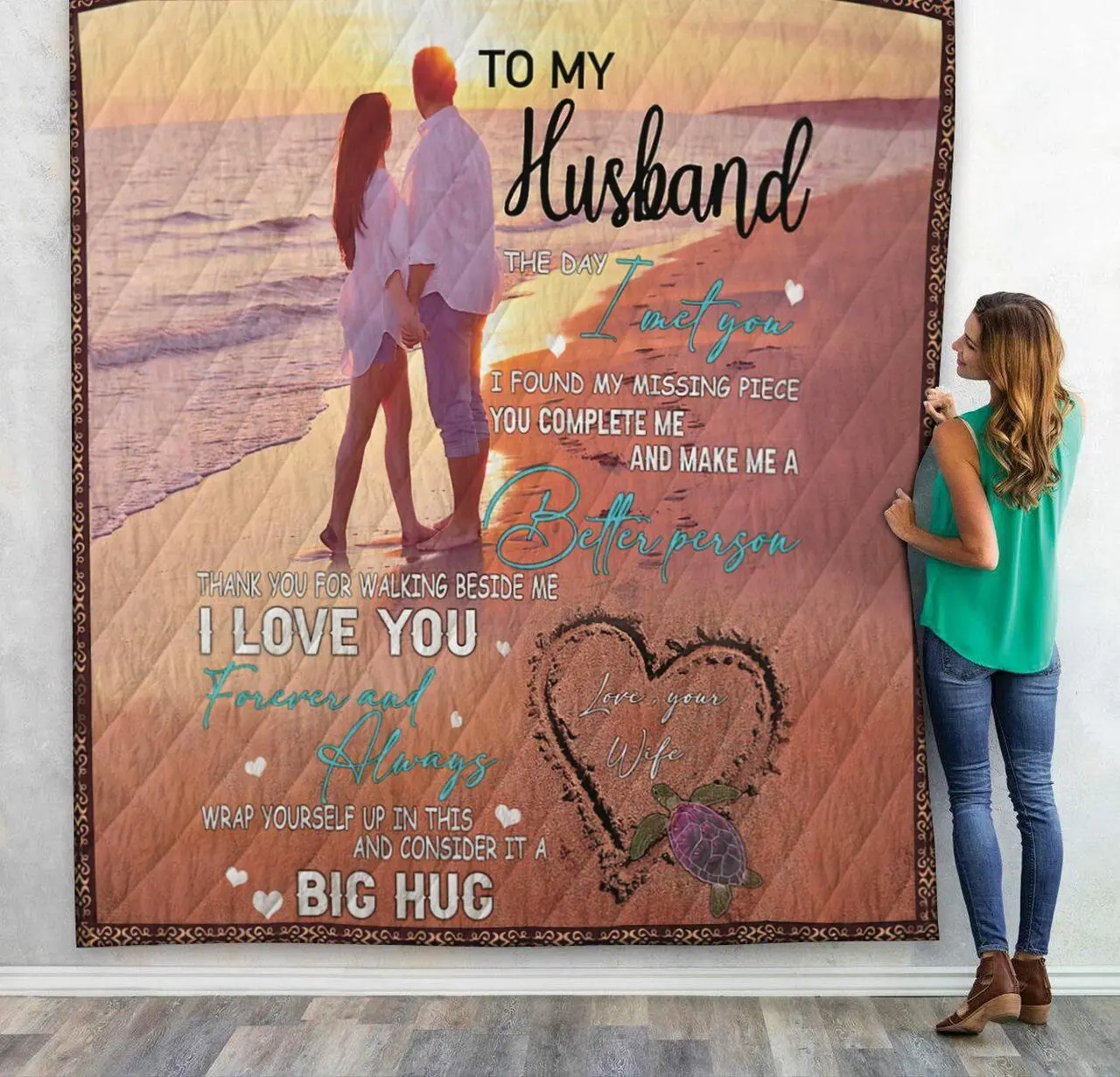 3D To My Husband Quilt and Home Decor