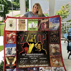 50 Years Of Zz Top Thank You For The Memories Quilt Blanket and Home Decor