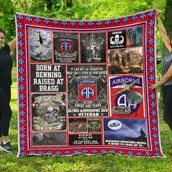 82Nd Airborne Veteran While Premium Quilt Blanket  Quilt and Home Decor