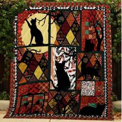 A Bc Black Cat Quilt Blanket and Home Decor