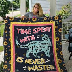 A Bc Cat Time Spent With Cat Is Never Wasted Quilt Blanket and Home Decor