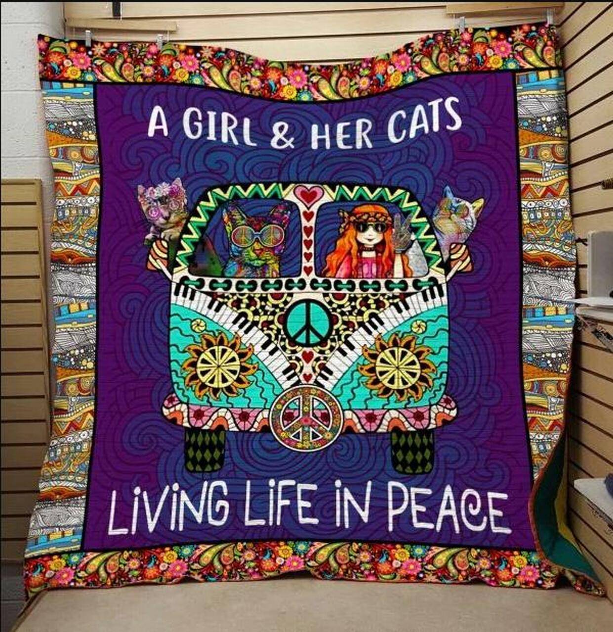 A Girl And Her Cat Quilt Blanket Quilt and Home Decor