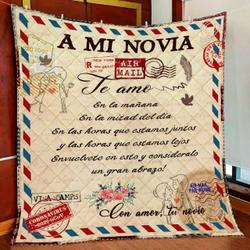 A Mi Novia, Te Amo Quilt Blanket and Home Decor
