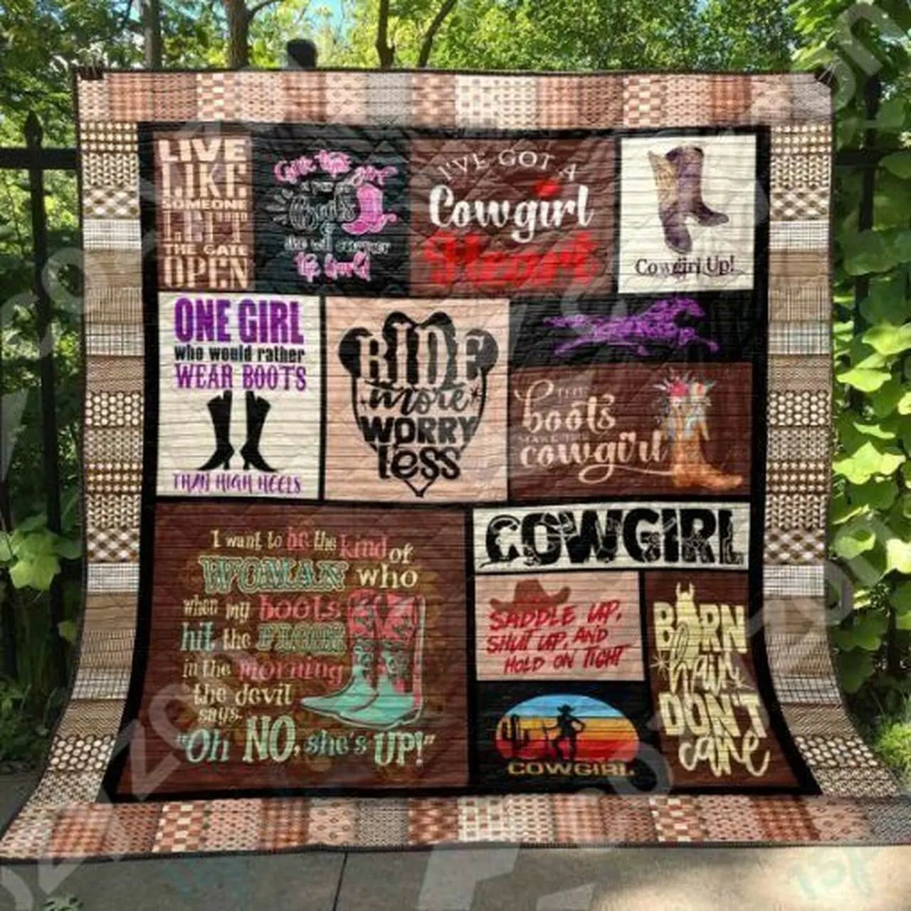A Special Gift For Fans Ll Cowgirl Up Quilt Blanket and Home Decor