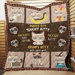 A Special Gift For Fans Ll Grow Wise Be Brave Stay Clever Grumpy Cat Quilt Blanket and Home Decor