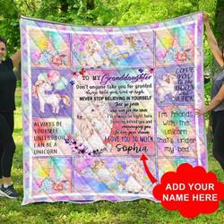 A Special Gift For Fans Ll Personalized Unicorn To My Grandaughter Quilt Blanket and Home Decor