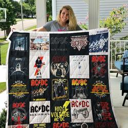 Ac Dc T Shirt Quilt Blanket For Fans and Home Decor