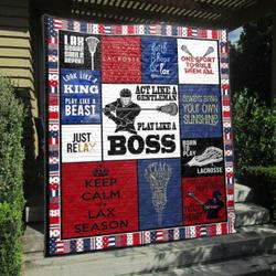 Act Like Gentleman Lacrosse Men Blue Red Quilt Blanket Vh09  Quilt and Home Decor
