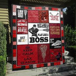 Act Like Gentleman Lacrosse Men Red Quilt Blanket Vh09  Quilt and Home Decor