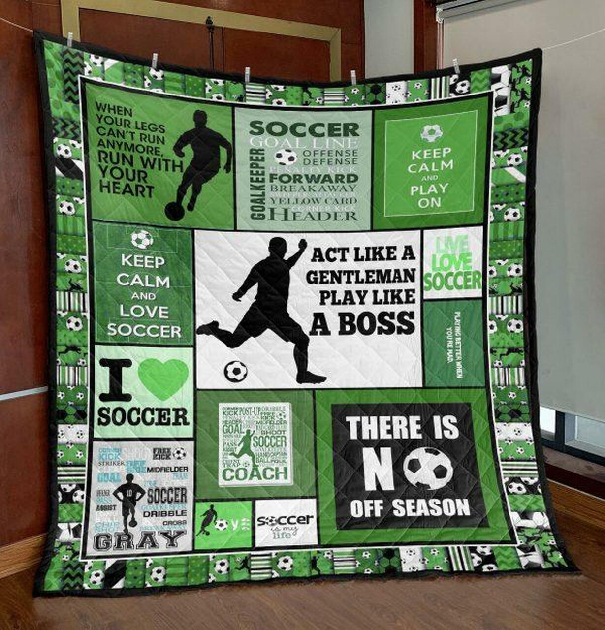Act Like Gentleman Soccer Green Quilt Blanket Vh09 Quilt and Home Decor
