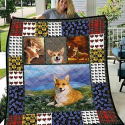 Adorable Corgi Quilt Blanket Great Customized Blanket Gifts For Birthday Christmas Thanksgiving and Home Decor