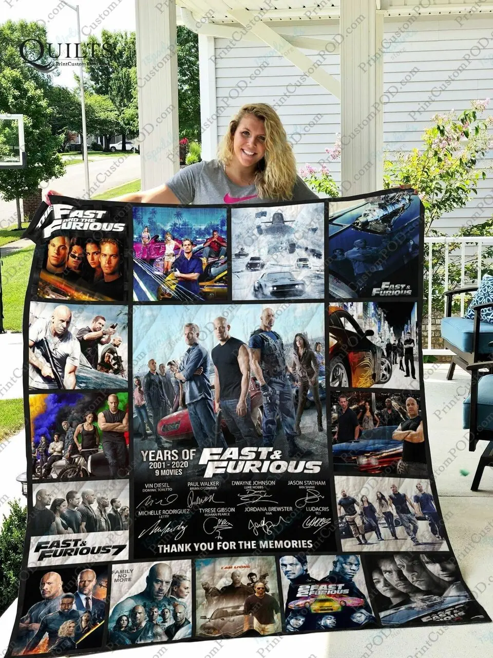 Adu Fast And Furious Anniversary Quilt Blanket and Home Decor