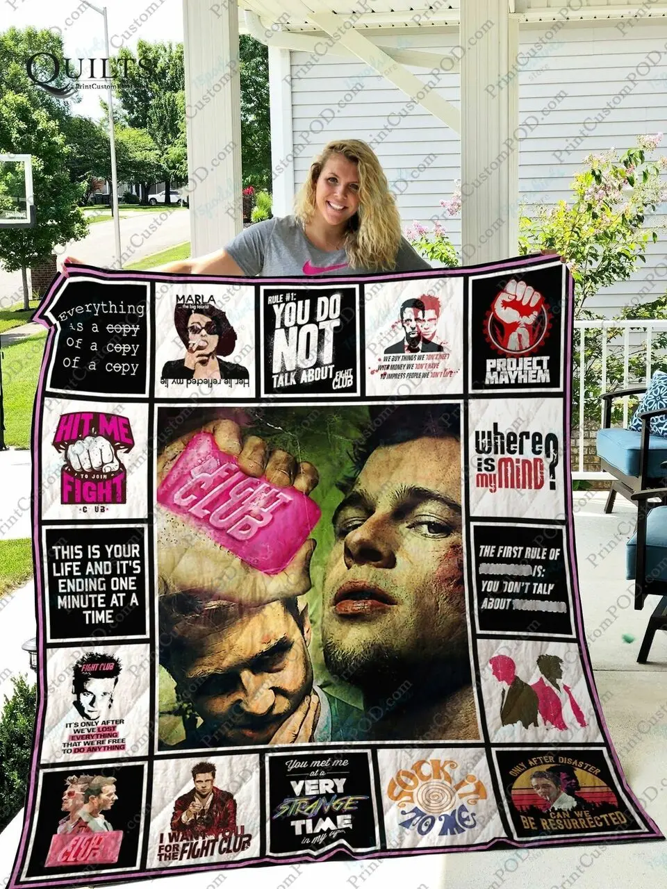 Adu Fight Club Quilt Blanket Ver 17 3 and Home Decor