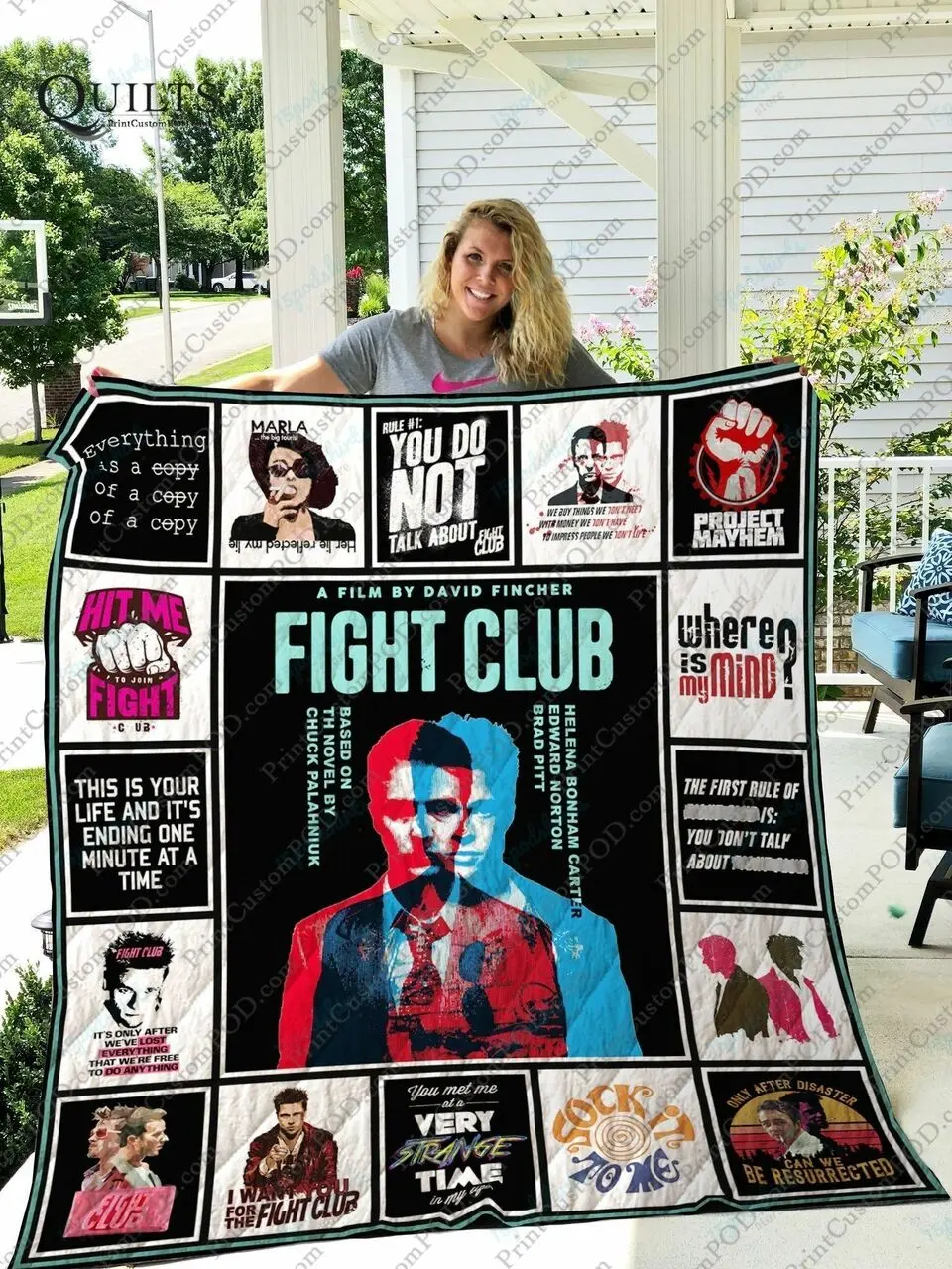Adu Fight Club Quilt Blanket Ver 17 4 and Home Decor