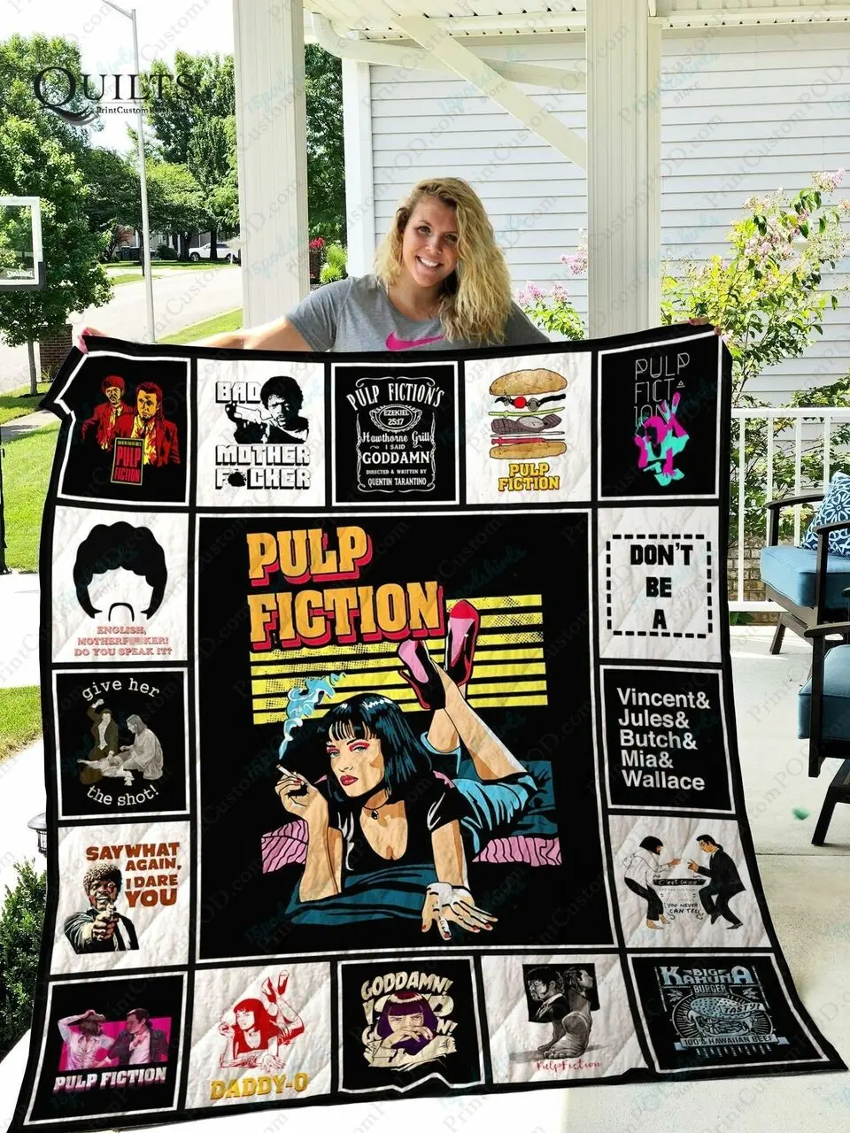 Adu Pulp Fiction Quilt Blanket Ver 17 2 and Home Decor
