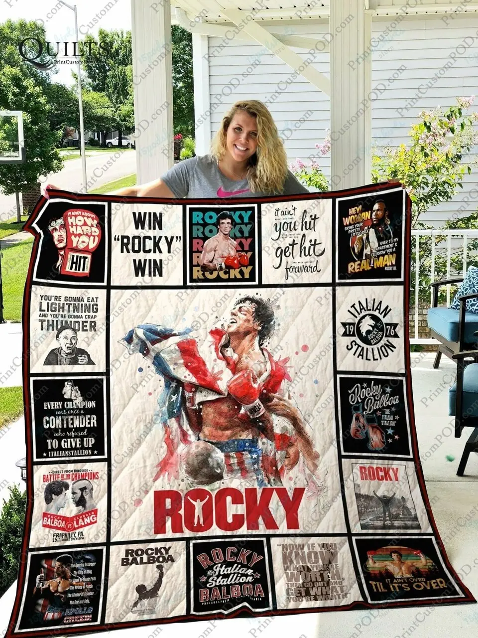 Adu Rocky Balboa Quilt Blanket and Home Decor