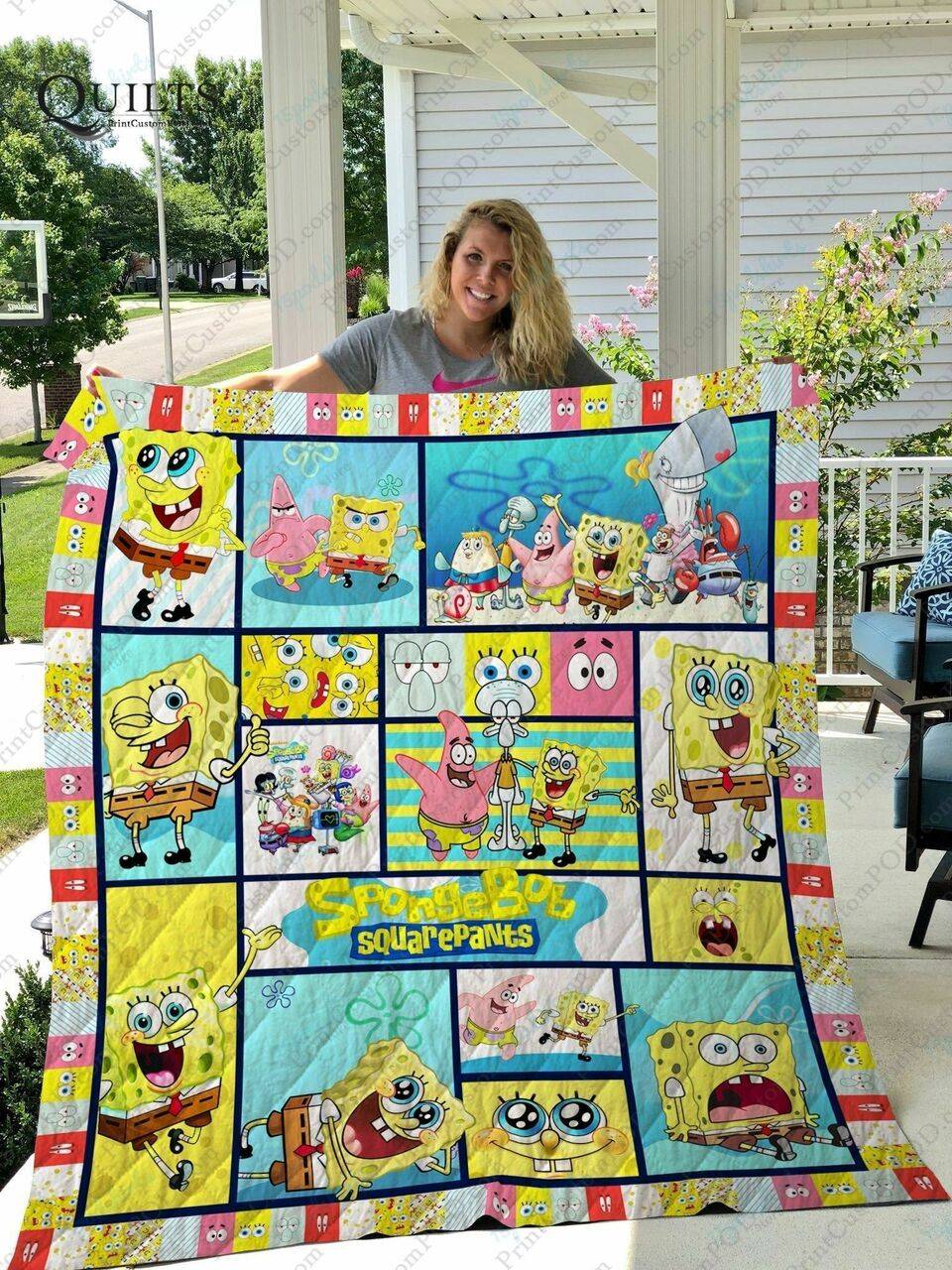Adu Spongebob Quilt Blanket and Home Decor