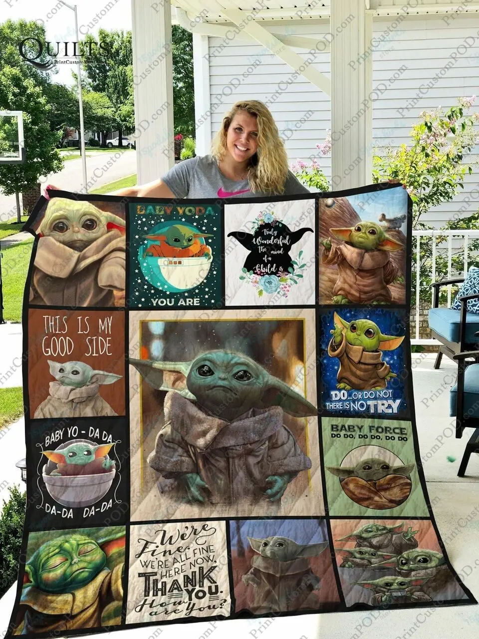 Adu Star Wars Baby Yoda Cast Quilt Blanket and Home Decor