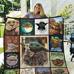 Adu Star Wars Baby Yoda Cast Quilt Blanket and Home Decor